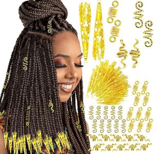 Kal-Bijoux De Cheveux Viking Perles En Spirale Perles De Rune Viking Perles En Spirale Métal Dreadlocks Pour Les Coiffures De Bricolage Pour Les Garçons Et Les Filles (Or,Style 1) - Neuf