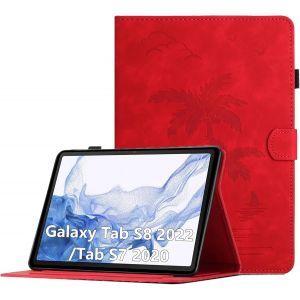 Eryi-Coque Pour Samsung Galaxy Tab S8 2022/ S7 2020 11 Pouces Housse De Protection Multi-Angles Étui En Cuir Pu Avec Fente Pour Carte, Auto Réveil/Sommeil, Rouge - Neuf