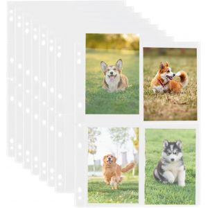 Eryi-Lot De 50 Pochettes Transparentes A4 Pour Cartes Postales - 4 Compartiments De 10,8 X 15,2 Cm - Pour Photos Et Documents - Neuf