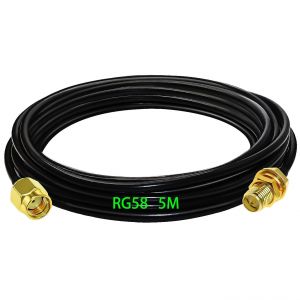 RP C&acirc;ble d'extension coaxial SMA m&acirc;le vers RP SMA femelle 5 m&egrave;tres C&acirc;ble d'extension d'antenne coaxial RG58 C&acirc;ble SMA 50 ohms pour radio HF/antenne WiFi/GPS C&acirc;ble coaxial d'antenne &agrave; faible - Neuf