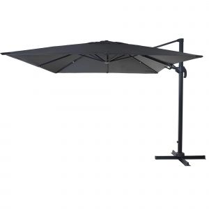 Parasol D&eacute;port&eacute; Professionnel 3x4 M Orientable Et Inclinable En Aluminium Et Polyester 220 G/M&sup2; Anthracite Sans Pied 04_0007949 - Neuf