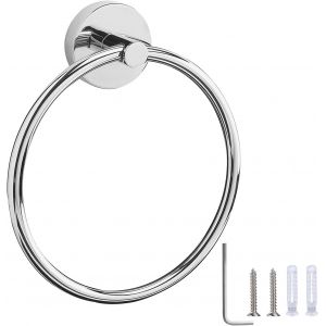 Eryi-Anneau Porte-Serviettes En Acier Inoxydable Rond Anneaux Porte-Serviettes Murale Porte Serviette Pour Salle De Bains Et Cuisine Avec Accessoires De Fixation (Argent) - Neuf