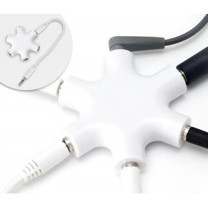 Audio Splitter 5 Ports-3.5 Mm Aux Splitter Converter Star Sharing Earphone & Cables For Smartphone,Laptop,Pc White - Neuf
