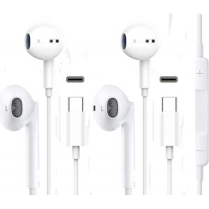 Loc-Lot De 2 &Eacute;couteurs Filaires Usb C De Type C Avec Microphone Et Antibruit Pour Iphone 15,Ipad Pro,Samsung Galaxy S23/S22/S21/S20/Ultra Note 10/20,Pixel 7/6/6A/5/4 - Neuf