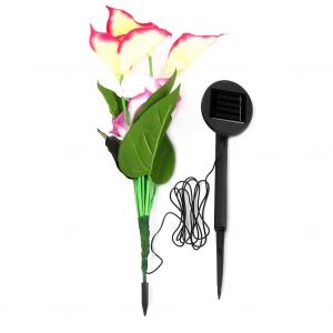Hjlian Lampe Solaire D'exterieur Etanche A Led Blanc Chaud Avec Fleur De Lys Calla - Neuf