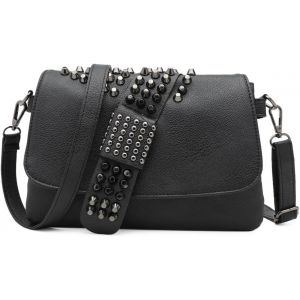 CAUC-Sac &agrave; Bandouli&egrave;re &agrave; Imprim&eacute; Cr&acirc;ne pour Femme Bourse de Cr&acirc;ne de Sac &agrave; Bandouli&egrave;re Gothique en Cuir PU Portefeuille Long avec Chaine - Neuf