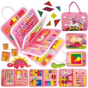 JGD-Busy Board Montessori,Jouet Enfant 2 Ans,Jeu Educatif 2 Ans,Livre Montessori 0-3 ans Enfants,Tableau Sensoriel d'Activit&eacute;s Jeux Educatif,Planche Activit&eacute;s Apprendre Motricit&eacute; Fine,Cadeau Filles - Neuf
