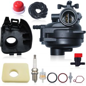MEVRONISSHOP-Carburateur Kit 799583 pour Briggs & Stratton 300E 450E 500E 550EX Tondeuse avec Bougie d'Allumage Filtre &agrave; Air en Coton Cache Filtre &agrave; Air Filtre &agrave; Carburant Bulles d'huile Tuyau d'huil - Neuf