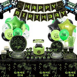 Kal-Décorations De Fête De Jeu Vidéo - Pièces De Décoration De Jeu Sur Plaques, Serviettes, Tasses, Bannières, Jeu Sur Ballons, Décorations D'anniversaire Pour Garçons Joueurs D'anniversaire Décorati - Neuf