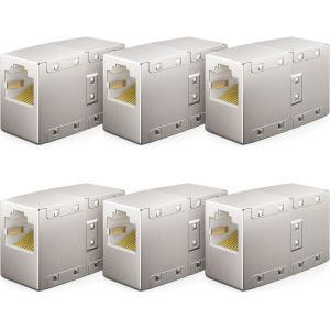 KAL-6 Pièces Coupleur Rj45 (1000 Mbit) Gigabit Câble Lan Extension Câble Réseau Ethernet Adaptateur Connecteur Compatible Avec Cat8, Cat7, Cat6, Cat5 Câble Patch Lan Dsl Poe 2X Rj45 Femelle - Neuf