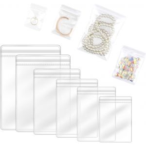 Lot de 120 pochettes à bijoux en plastique transparent, étanches et à fermeture éclair, anti-oxydation, pour colliers, boucles d'oreilles, bagues (6 tailles) - Neuf