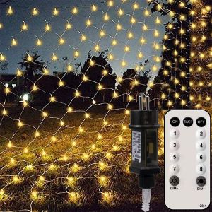 Guirlande Lumineuses Filet, 200 Led Filet Lumineux 3m X 2m 8 Modes Énergie Étanche Avec Télécommande Minuterie, Dimmable Pour Chambre Noël Mariage Soirée Maison Jardin, Blanc Chaud - Neuf