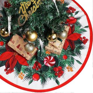 Jupe de sapin de No&euml;l, tapis de base pour sapin 120 cm, tapis neige pour d&eacute;corations de No&euml;l, couronne - Neuf