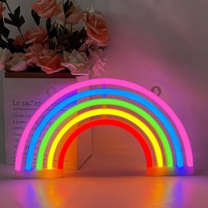 Lampe Arc En Ciel Enseigne Au N&eacute;on Led Neon Light Signs, Batterie Ou Usb Powered Neon Veilleuse Murale D&eacute;corative Pour Murale Decoratif, Chambre D&eacute;co, F&ecirc;te De Mariage Et Bar - Neuf