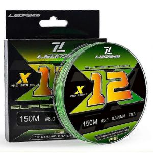 Leo 28208 150m 12 Brins Tress&eacute; Haute R&eacute;sistance Pe Ligne De P&ecirc;che Pour Eau Douce D'eau Sal&eacute;e,Fluorescent - Neuf