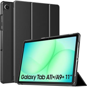 KALANKA-Coque pour Samsung Galaxy Tab A11+ Plus/A9+ Plus 11 Pouces (2025/2023), Coque de Protection Arri&egrave;re Rigide Fine et L&eacute;g&egrave;re avec Support, R&eacute;veil/Veille Automatique, Noir - Neuf