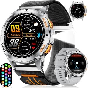 Dm4 Montre Connectée Homme Gps Torche Led 530mah Batterie, 1,43'' Amoled Montre Connectée Militaire Avec Baromètre, Boussole, Fréquence Cardiaque, Spo2, Sommeil, 5atm Étanche Pour Android Ios - Neuf