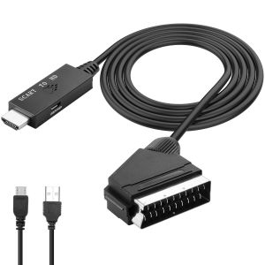Câble Convertisseur Péritel Vers Hdmi Avec Commutateur Hd 720P/1080P Pour Hdtv, Moniteur, Projecteur, Stb - Neuf