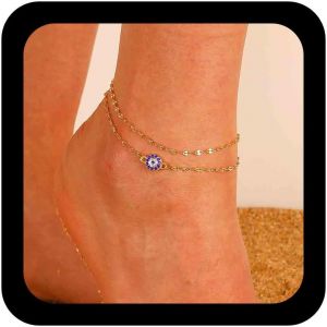 Bracelet De Cheville Bohémien En Strates Yeux Maléfiques Bracelet De Cheville En Cristal Saphir Cz Yeux Du Diable Chaîne De Cheville Strass Yeux Maléfiques Chaîne De Pied Cheville - Neuf