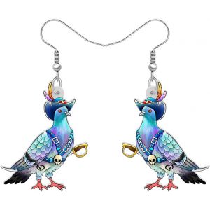 Kal-Halloween Acrylique Mignon Tête De Mort Pirate Pigeon Boucles D'oreilles Pendantes Oiseaux Bijoux Nouveauté Cadeaux Pour Femmes Filles Enfants Charms - Neuf
