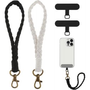 Checarzhn--No1-Lot De 2 Dragonnes De Téléphone Portable En Macramé Faites À La Main Avec 2 Languettes D'attache De Téléphone ¿ Lanière Antivol Pour Téléphone Portable Compatible Avec La Plupart Des S - Neuf
