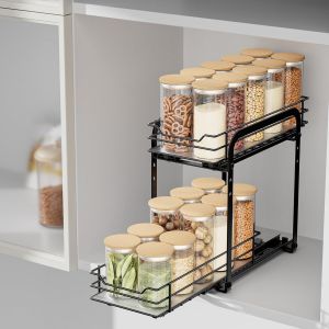 Etagere Rangement Placard Cuisine &Agrave; 2 Niveaux, &Eacute;tag&egrave;re &Agrave; &Eacute;pices, Rangement Et Organisation De Cuisine, Porte-&Eacute;pices, Rangement Pour Epices Cuisine, P26.4*L12.6*H23.3Cm[APP8810167] - Neuf