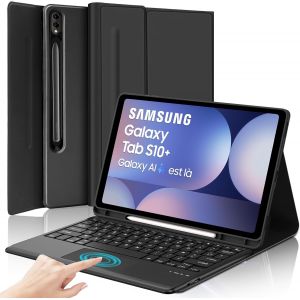 Coque Clavier Pour Samsung Galaxy Tab S10 Plus 12.4 Pouces 2024 - Azerty Français Touchpad Clavier Détachable Sans Fil Bluetooth Pour Samsung Galaxy Tab S10 Plus 12.4'', Noir - Neuf