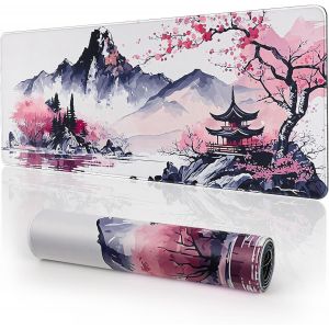 KALANKA-Tapis de Souris de Jeu Japonais XXL 800 x 300 mm Grand Tapis de Bureau Bords Cousus Imperméable Antidérapant pour PC, MacBook, Ordinateur Portable Améliore la précision et la Vitesse. (Y26) - Neuf