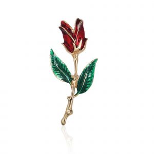 Broche Rose Plaquée Or Pour Femme - Bijou Cocktail Floral Élégant, Couleur Or, Au Design Détaillé - Neuf