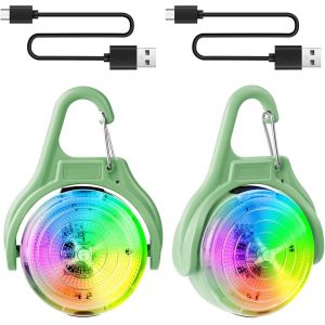 Jgd-Lot De 2 Lampes De S&eacute;curit&eacute; Led Pour Collier De Chien, 4 Modes De Clignotant Pendentif Lumineux Chien Rechargeable Usb Pour Animaux De Compagnie, Marche Nocturne, Camping, &Eacute;tanche Ip68, Vert - Neuf