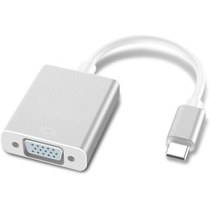 LORANKA-Adaptateur USB C vers VGA Thunderbolt 3/4 vers VGA compatible avec iPhone S&eacute;rie 15, MacBook Pro/Air 2023, iPad Pro, iMac, Dell XPS, Surface Book 3, Samsung Galaxy S23 - Coque en aluminium arg - Neuf