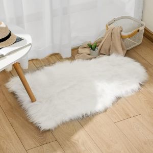 Kalanka-Tapis Moelleux En Fausse Fourrure De Mouton Ultra Doux Lavable En Machine Pour Chambre &Agrave; Coucher Et Salon Gris 40 X 60 Cm - Neuf