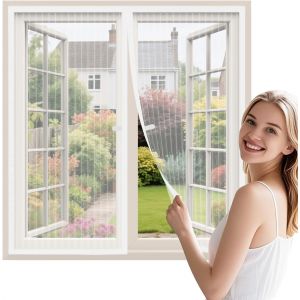 Moustiquaire Fenetre Magnetique 60x135 cm,Moustiquaire pour Fenêtre Avec Ouverture au Centre Qui se Ferme Automatiquement,Blanc - Neuf