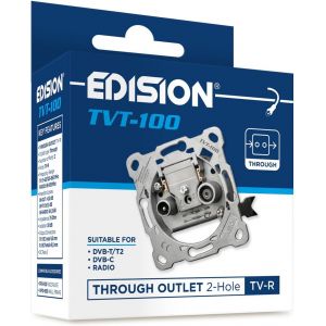 Prise D'Antenne Tv Universelle Tvt-100, Prise De Passage Tv-R Encastr&eacute; 2 Connecteurs, Convient Pour Terrestre Tnt Dvb-T/T2, C&acirc;ble Dvb-C, Radio, Fm, Dab+, 2 Sorties - Neuf