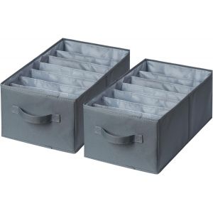 Set de 2 Rangement pour V&ecirc;tements et Penderies-Boite Rangement Tiroir en Tissu,Caisse Rangement et Bac de Rangement (Gris fonc&eacute;,45x25x18cm) - Neuf