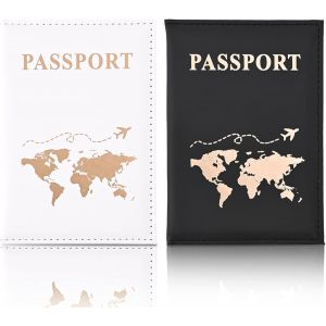 TRAHOO-2 Pcs Etui Passeport, Porte Passeport Cuir,Couverture De Document De Voyage en Cuir PU pour Cartes D'Identit&eacute;,Cartes De Visite,Cartes De Cr&eacute;Dit Et Documents De Voyage - Neuf