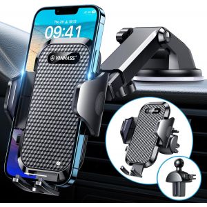 Support Telephone Voiture Porte Telephone Voiture Ventouse Et Grille A&eacute;ration Clips Fixe Voiture T&eacute;l&eacute;phone Accessoire Pour Tableau De Bord Pare-Brise Compatible Avec Iphone Samsung Etc - Neuf