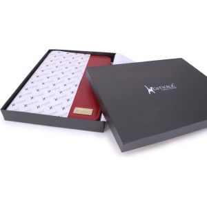 Porte Document Cuir Femme - Portefeuille De Voyage Zipp&eacute; - Avec A4 Bloc-Note - Pochette Pour Tablette - Chloe - Rouge - Neuf