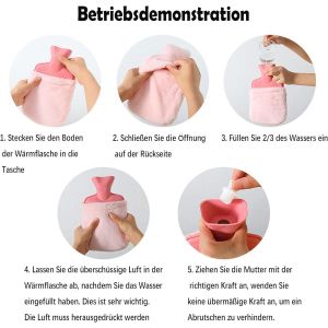 Bouillotte avec housse,Bouillotte d'eau Chaude,Bouillotte Peluche,Mini bouillotte,Mini sac &agrave; eau chaude en silicone,S&ucirc;r et Durable Bouillotte en l'hiver Recyclable, pour Dames, Hommes et Enfants Ours - Neuf