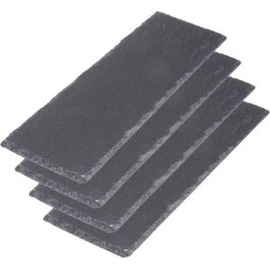 Checarzhn--No1-4 Schieferplatten, Servier-Set, 30 X 10 Cm, Fett- & Wasserabwe Nd, Kreidbar - Rustikale & Hygienisch Servierplatte - Ideal Für Fingerfood, Käse, Vorspe N, Desserts Und Mehr (Anthrazit) - Neuf