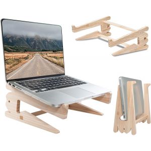 Support Pour Ordinateur Portable,Support Ordinateur Portable En Bois Pour Bureau,Laptop Stand,Support Pc Ventil&eacute; Refroidisseur,Organisateur,Compatible Avec Macbook,Air Pro,Lenovo,Samsung,Dell,Hp (L) - Neuf