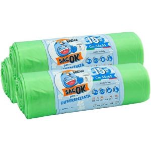 KALANKA-- 60 Sacs poubelle transparents 55x65 cm avec poignées pour la collecte des déchets en intérieur - Sacs plastique pour poubelle de cuisine et de salle de bain. - Neuf