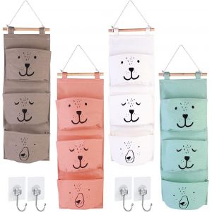 Eryi-Rangement Suspendu 4 Pièces, Organisateur Mural En Tissu Pour Porte, Chambre À Coucher, Salle De Bain, Bureau, Cuisine Et Bébé - Neuf