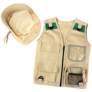 Kit d'ext&eacute;rieur,gilet et chapeau kaki pour jeune enfant Costume d'explorateur confortable et durable jeu de r&ocirc;le Toy-Good - Neuf