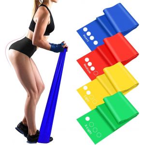Bande &Eacute;lastique Fitness[Lot De 4],1.5m/1.8m Bande Elastique Fitness Avec 4 Niveaux De R&eacute;sistance,Bande De R&eacute;sistance &Eacute;lastique En Latex &Eacute;quipement D'exercices Pour Musculation Pilates Yoga.[K1236] - Neuf