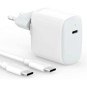 30W Chargeur USB C Compatible avec MacBook Air 13 12 Pouces, iPad Pro 13, 12.9, 11 2024 2023 2022 2021 2020 2019 M4 M2 M1, iPad Air 5 4, Mini 6, iPhone 15, Google Pixel 8 7 Pro, C&acirc;ble USB-C 6.6ft - Neuf