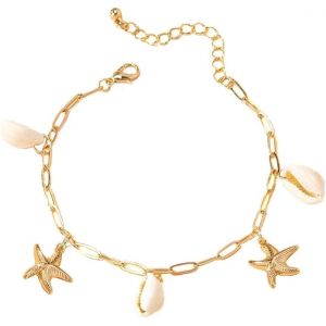 Collier En Coquillages Pour Femme Filles Boho Colliers Avec Pendentif Étoile De Mer Or Chaîne Coquillage Réglable Bijoux Accessoires De Plage D'été Cadeaux - Neuf
