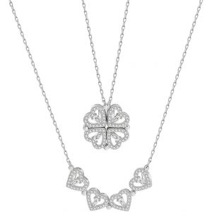 Kal-Collier Femme -Collier Coeur Pour Femme Pendentif Trèfle À Quatre Feuilles Amour Bijoux Plaqué Or Acier Inoxydable D'amour Chaîne Pour Saint Valentin Noël Anniversaire Cadeau - Neuf