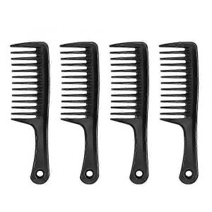 2024 Peigne Démêlant Approprié 4 Pièces Peigne À Dents Grossières Avec Poignée Ronde,Peigne À Cheveux Coiffant Antistatique Cheveux Larges - Neuf