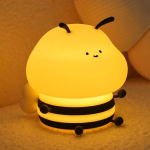 Bee Night Light For Baby, Child's Bedroom Living Room, Led Dimmable Bedside Lamp, Usb Rechargeable Night Light With Timer, Silicone Night Light, Decorative Night Light For Baby Bedrooms - Neuf